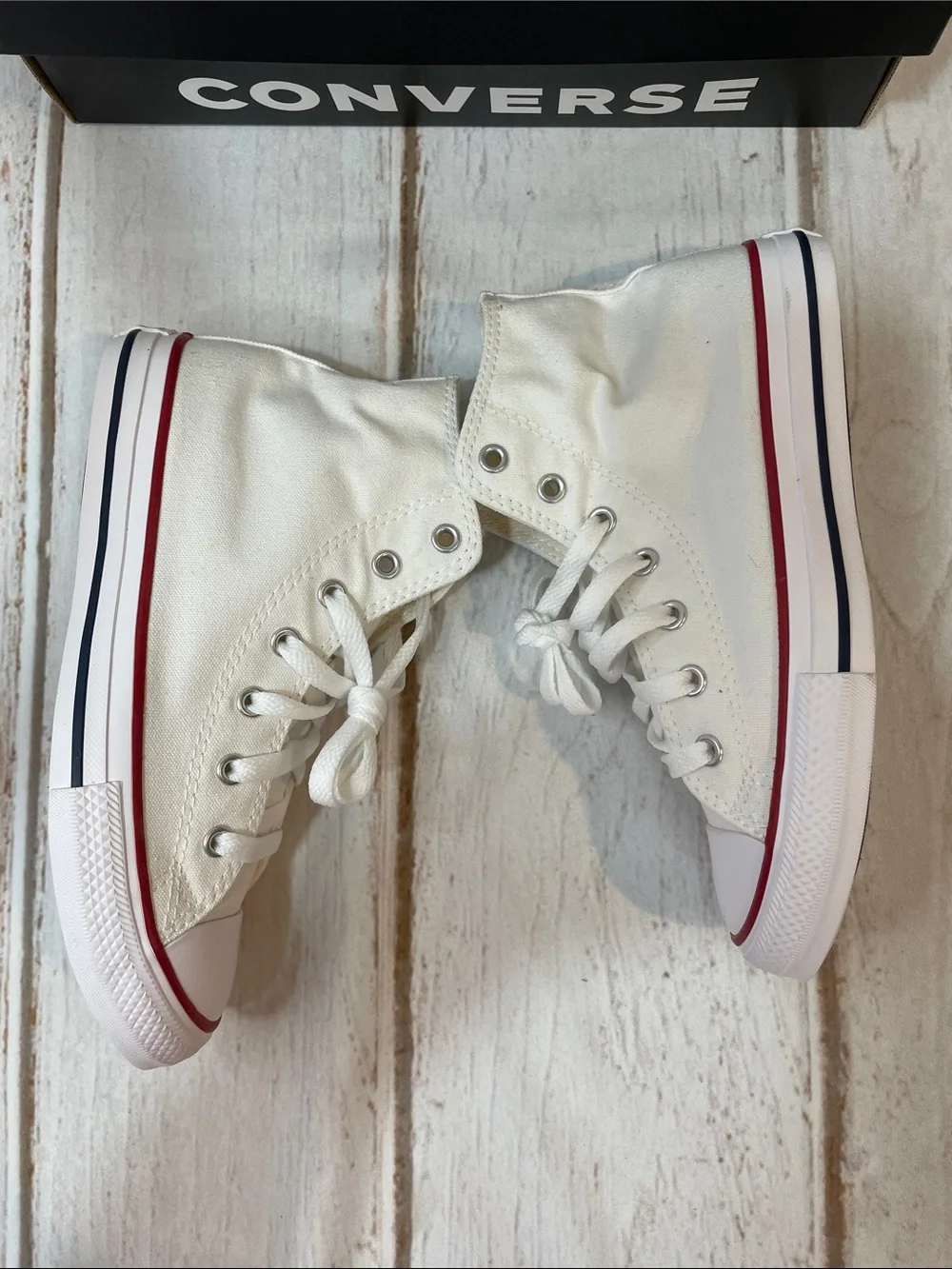 NEW Converse All Star Kids Youth 3 White Canvas High-Top Sneakers Chuck Taylor